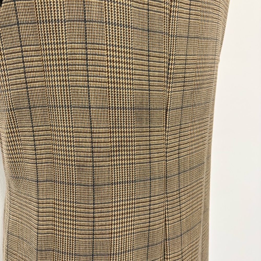 Vintage Harve Benard Brown Plaid 100% Wool Dress Sz 12 Fall Autumn Leaf - Picture 4 of 5